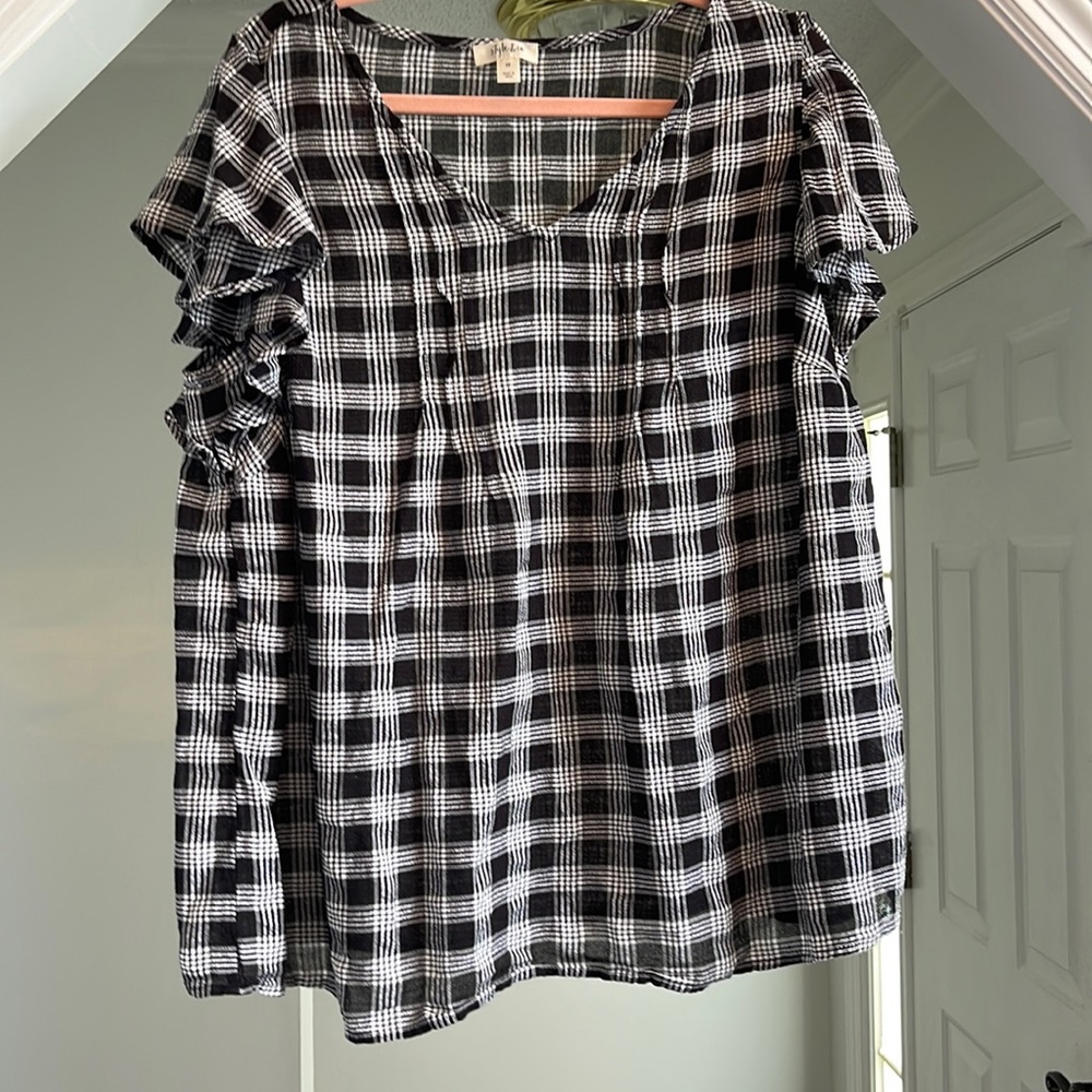Black and White Blouse